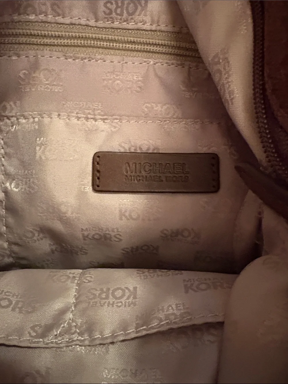 Michael Kors Brown Suede Shoulder Bag with Gold Hardware